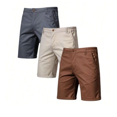 Mens 3 Pack Summer Chino Shorts With Dual Pockets