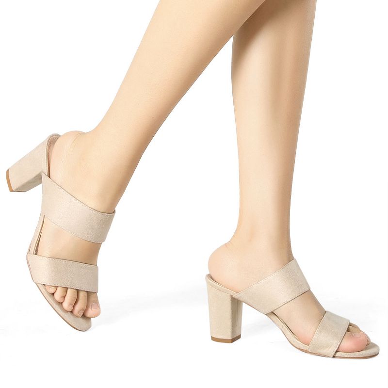Allegra K Women's Opened Toe Block Heeled Slide Sandals, 2 of 7