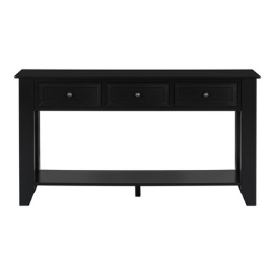 Vynxaria 55.4" Solid Poplar Wood Console Table with 3 Drawers and Lower Shelf Glossy Finish, 150LBS Shelf Capacity, for Living Room