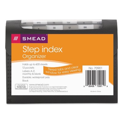 Smead Step Index Organizer 12-Pocket Letter Poly Black 70901