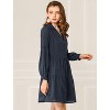 INSPIRE CHIC Women's Swiss Dot Long Sleeve V Neck Collar Loose Ruffle Hem Cotton Dress - 4 of 4