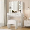 Makeup Vanity Desk with Mirror,Vanity Table with Power Outlet, 2 Drawers 6 Shelves, Hair Dryer Holder,Stool, Dressing Table with Storage for Bedroom - 2 of 4