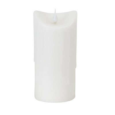 Melrose 7" Prelit LED Simplux Dripping Wax Flameless Pillar Candle with Moving Flame - White