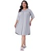 Agnes Orinda Women's Plus Size 3/4 Sleeve Sleepwear Lace Crew Neck Comfy Sleep Gowns Pleated Nightshirt - 3 of 4
