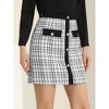 INSPIRE CHIC Women's Plaid Tweed Contrast Color Button Decor Business Casual Mini Skirt - 2 of 4