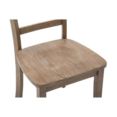 Set of 2 Gray Ladderback Rubberwood Dining Chairs