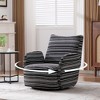 Gulches Black Boucle 360¡ã Swivel High Resilience Sponge Metal Bracket Modern Striped Armrest Leisure Chair Set of 1 - 4 of 4
