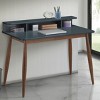 Writing Desk Mid Century Modern with Hutch and Open Storage for Home Office 43in Wide - 3irtyhousy - 2 of 4