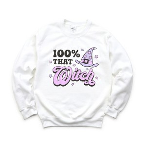 Simply Sage Market Women's Graphic Sweatshirt Purple 100% That Witch - 1 of 4
