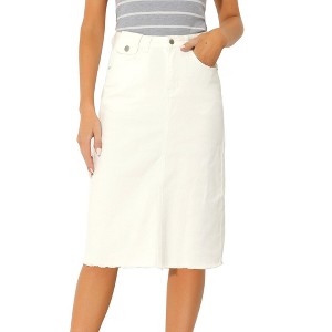 INSPIRE CHIC Women's Casual High Waist Back Slit Short Denim Skirts - 1 of 4
