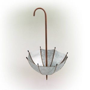 Alpine Corporation 10" Upside-Down Umbrella Iron Outdoor Novelty Planter Silver - 1 of 4