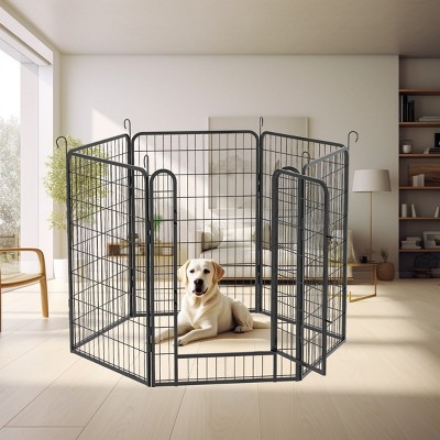LAOTIES 39" Heavy Duty Metal Dog Playpen,Outdoor Pet Exercise Fence with Door,Rust Resistant Iron Construction