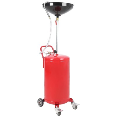 Portable Oil Drain Container, Pneumatic Drain, Fluid Fuel Transfer Drain, Adjustable Height with Braked Wheels, Red