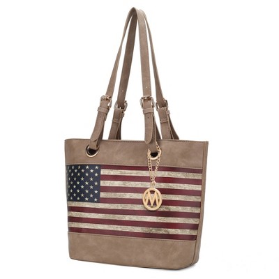 MKF Collection Vera Vegan Leather Patriotic Flag Pattern Women’s Tote Bag by Mia K