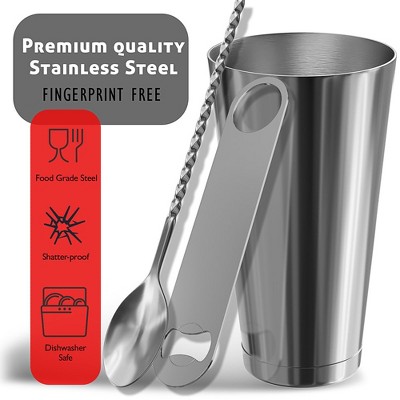 JoyTable 17-Piece Silver Stainless Steel Bartender Kit with Wood Stand