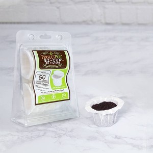 Perfect Pod EZ-Cup 2.0 Disposable Paper Filters with Patented Lid - 50ct: Coffee Pod Filtration for K-Cup Machines - 1 of 4