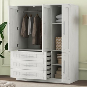 Dat Armoire Closet With 4 Doors And 3 Drawers,Armoire Wardrobe,Wardrobe Closet,Wood Armoires And Wardrobes,Wardrobe Armoire Closet -Maison Boucle - 1 of 4