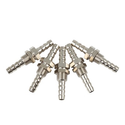 Unique Bargains 1/16" NPT 6mm Male Thread Fitting Barb Hose Tail Connector Zinc Plated Silver Tone 5 Pcs