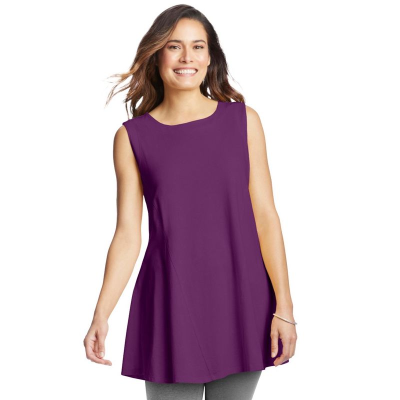 Woman Within Women's Plus Size Sleeveless Fit-And-Flare Tunic Top, 1 of 2