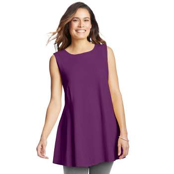Woman Within Women's Plus Size Sleeveless Fit-And-Flare Tunic Top