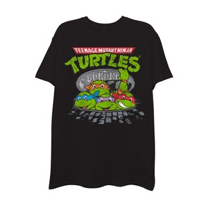 Mens Ninja Turtles Group Shirt - Straight From The Sewer - TMNT Throwback Classic T-Shirt - 1 of 4