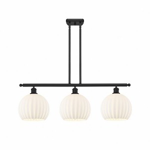 White Venetian - 3 Light Stem Hung Island In Modern Style-12.5 Inches Tall and 36.5 Inches Wide - 1 of 1
