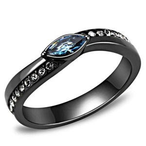 Slickblue Sea Blue Marquise CZ Ring Polished Light Black Stainless Steel Women's Stackable, Size 5-10 - 1 of 4