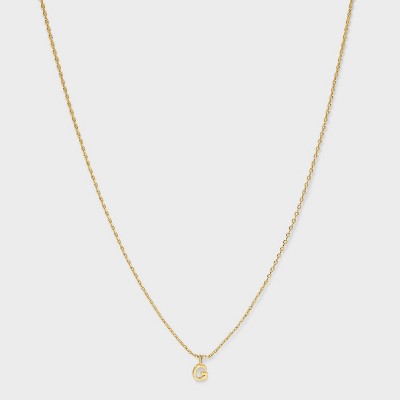 14K Gold Plated Small Polished Initial Pendant Necklace - A New Day™ Gold
