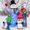 8FT Christmas Inflatable Snowman with Penguins, Giant Blow Up Yard Decoration, Indoor/Outdoor Holiday Decor for Lawn, Garden & Parties - 3 of 4