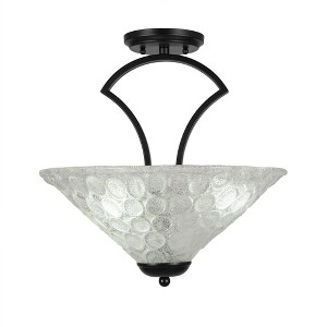 Toltec Lighting Zilo 3 - Light Flush Mount in  Matte Black with 16" Italian Bubble Shade - 1 of 1
