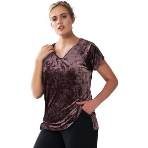 ellos Plus Size Crushed Velour Tee - 1 of 4