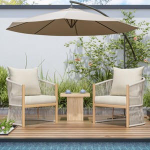 Modern Curved Back Aluminum Patio Accent Arm Chair,Outdoor Poolside Lounge Chair,Woven Rope Back Garden Armchair with Cushion-Coolbibila - 1 of 4