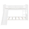 CAVINAS Twin Over Twin Bunk Bed with Slatted Guardrail & Ladder/Slide,Wooden Bed Frame for Kids Room,Bedroom - 2 of 4