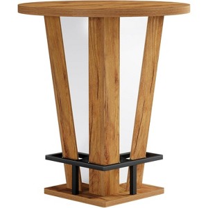 Lantine Round Bar Table, 39.4" High Top Cocktail Bistro Pub Table with Metal Footrest for Living Room, Small Space, Only Table - 1 of 4
