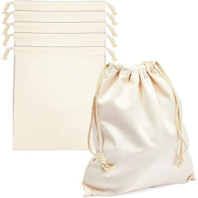 Farmlyn Creek 6 Pack Cotton Drawstring Bags, Reusable Produce Storage