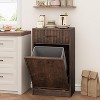 Fluted Tilt Out Trash Cabinet, Hidden Garbage 10 Gallon, Freestanding Dog Proof Can, Wooden Trash Cabinet for Kitchen Dining Room - 2 of 4