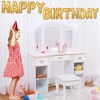 Kids Vanity with Tri-Fold Mirror, Little Girls Vanity Table & Stool, Kids Makeup with Drawer & Open Shelves for 3-9 Yrs Girls - 4 of 4