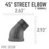 Pipe Decor 1 in. Black 45 Degree Street Elbow - 2 of 4