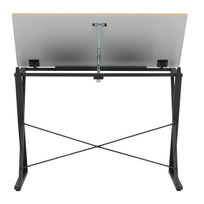 Ashwood and Charcoal Adjustable Drawing Table with Steel Frame