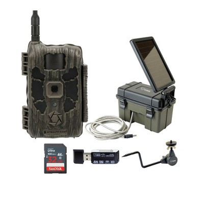 Stealth Cam 40MP Deceptor Max Cellular Trail Camera with Solar Power Pack Simple Camera Holder 32GB Memory Cards and Card Reader