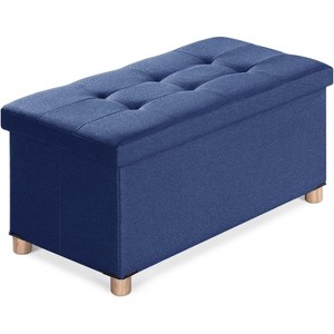 FFKQBH 30 Inches Folding Storage Ottoman Bench, Blue - 1 of 3