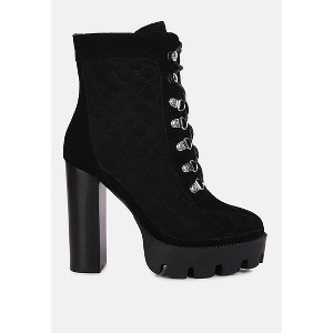 Yoko Fine Suede Quilted Ankle Boots Women - 1 of 4