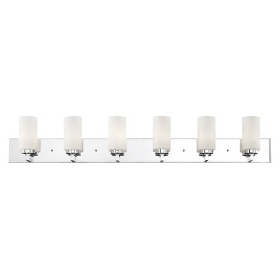 Polished Chrome 6-Light Vanity with Satin Opal Glass