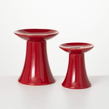 Riser Red 8.75"H Ceramic Set of 2