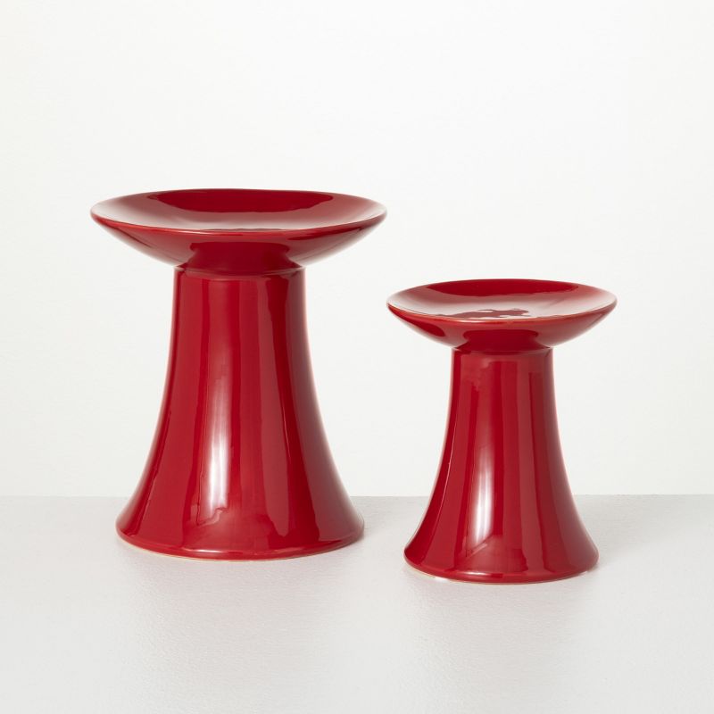 Riser Red 8.75"H Ceramic Set of 2, 1 of 4