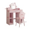 Pink Kids Vanity, Princess Makeup Desk & Chair Set with Drawers, Storage Shelves - 4 of 4