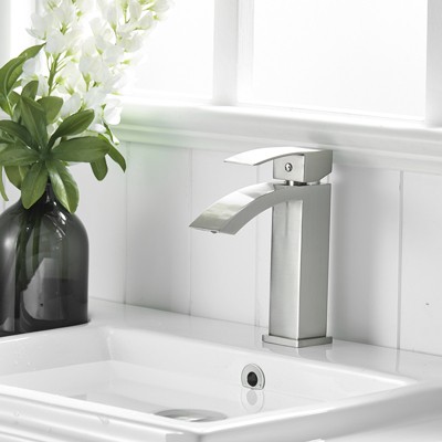 Grungis Single Hole Bathroom Sink Faucet,Waterfall Bathroom Faucets for Home Sinks