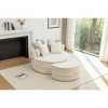 Oversized Round Barrel Accent Chair with Ottoman,Chenille Upholstered Lounge Sofa with 5 Pillows,47.6" Living Room Chair-Baofuwish - 3 of 4
