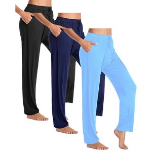 Blue Ice  Women's Loose Fit Classic Lounge Pants-3 Pack - 1 of 4