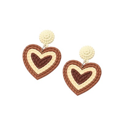 SOHI Women's Gold Block Heart Drop Earrings